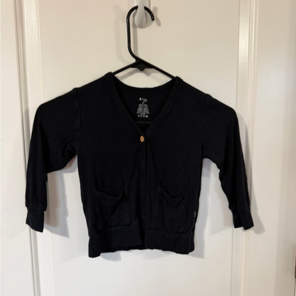 Kyte Baby Bamboo Jersey Cardigan in Midnight Black - Size 3T